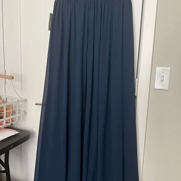 Love by Design NWT Athen deep plunge v neck Nordstrom Navy flowy evening gown XL - Picture 9 of 16